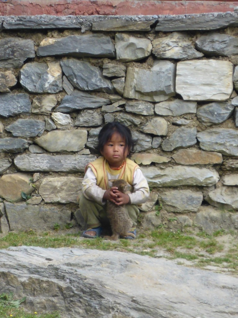 Little Nepali Girl with Kitten