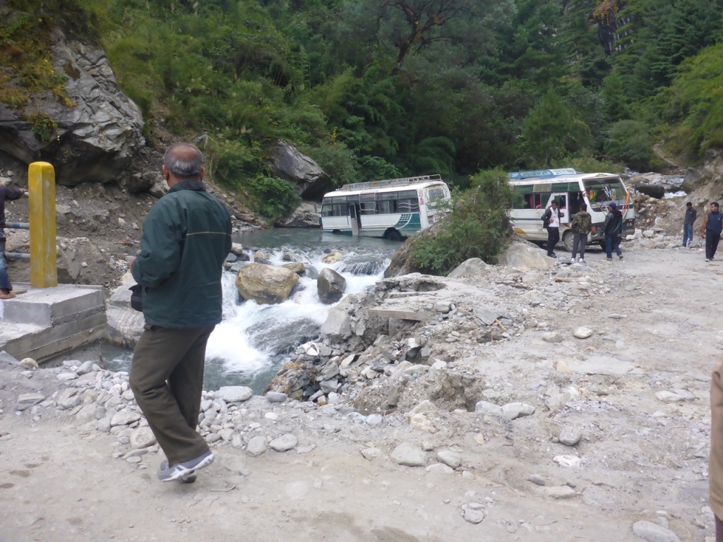 Bus in the river Nepal