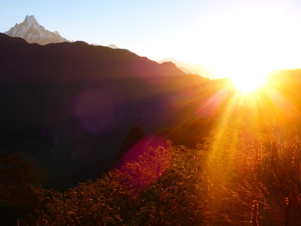 The sunrise view from Poon Hill, Nepal.