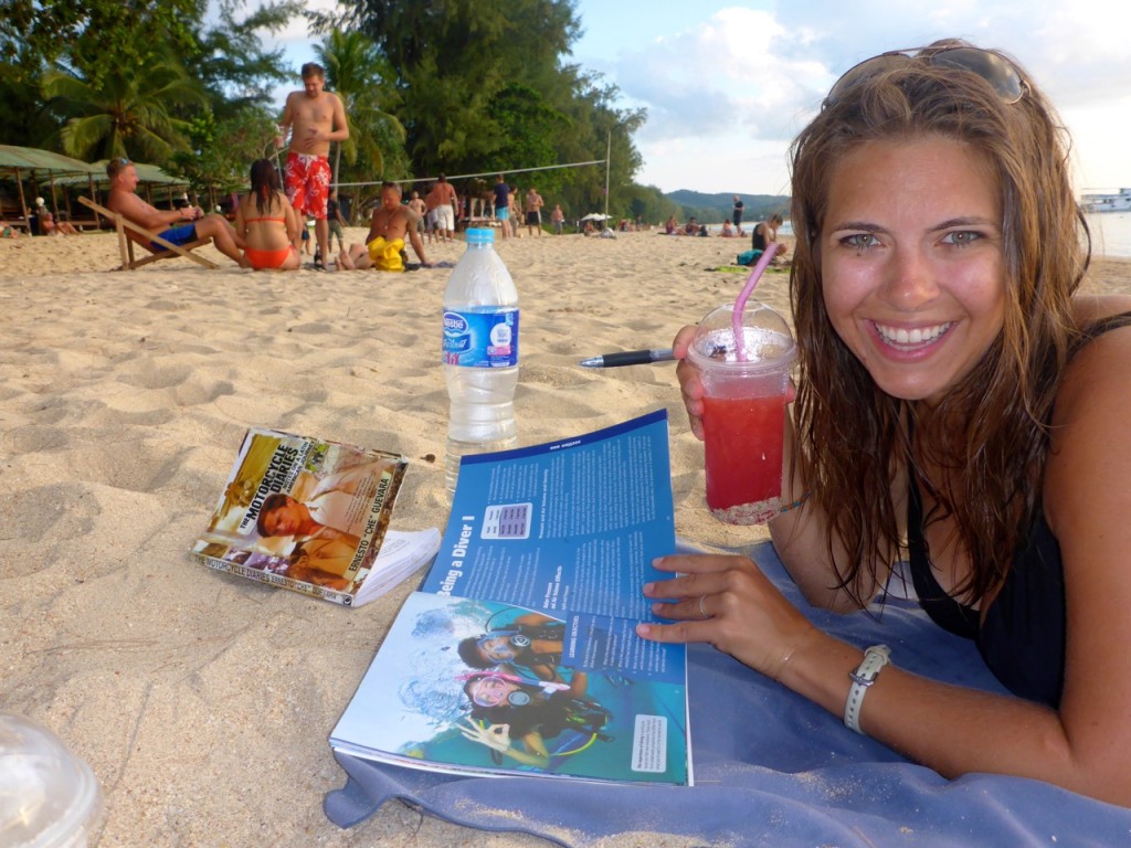 Studying on the beach - Koh Lanta, Krabi, Thailand