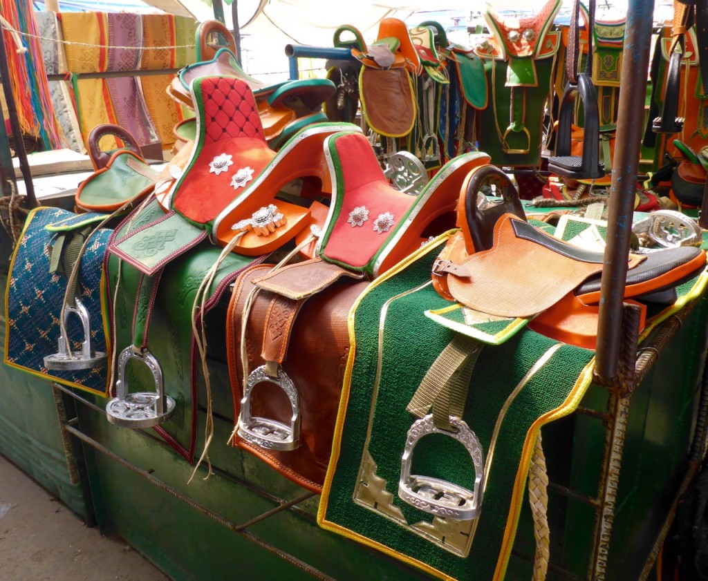 Saddles at the black market in UlaanBataar