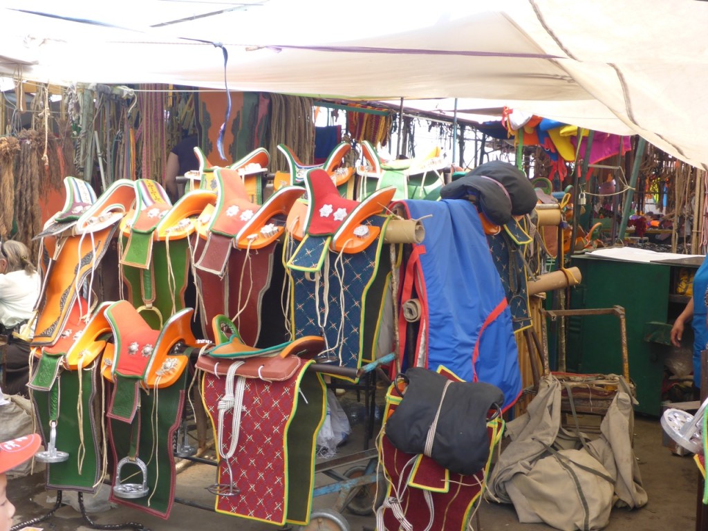 Saddles at the black market in UlaanBataar