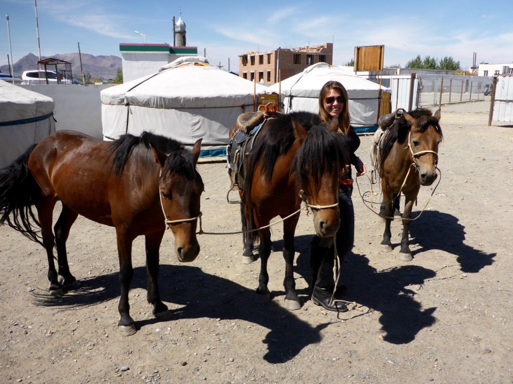 Looking over our 3 Horses in Ölgii, Mongolia