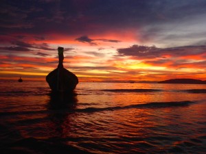 Sunset Ao Nang Beach, Krabi,, Thailand