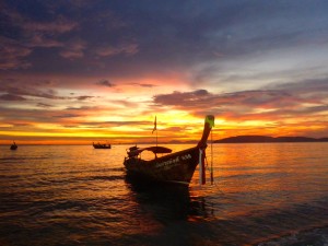 Sunset Ao Nang Beach, Krabi,, Thailand