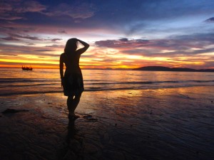 Sunset Ao Nang Beach, Krabi,, Thailand