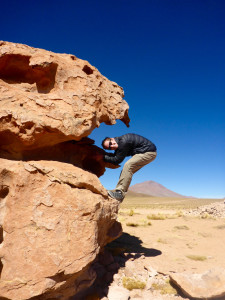 Climbing on rocks