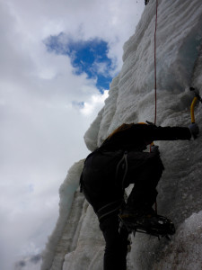 Ice Climbing the old glacier to Huayna Potosí