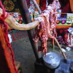 Goat meat drying inside the ger