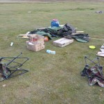 Wind blew down our cook tent. Tavan Bodg National Park; Western Mongolia